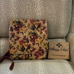 Patricia Nash Floral Crossbody Bag with Burgundy and Yellow